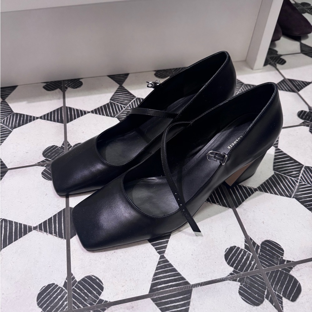 Anthropologie Black Square-Toe Heels